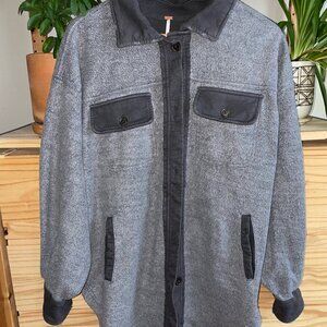 Free People Gray Button Down Flannel ~ Sz S